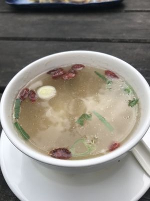 Soup with Goji Berries and Yam (M22) at Sampan in Frankfurt