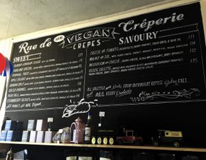 Vegan menu at Rue de Creperie in Fitzroy