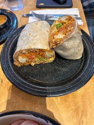 Burrito - veganized with crispy cauliflower   at Hugo's Mexican Kitchen in Chilliwack