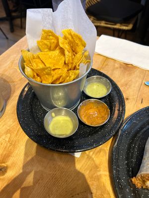 Free nacho chips with (hot) sauce  at Hugo's Mexican Kitchen in Chilliwack