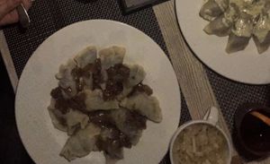 Vegan dumplings with spinach, tofu, and tomatoes  at Pierogarnia Mandu Oliwa in Gdansk