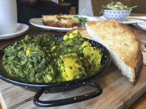 Spinach Paneer (tofu) at The Village Idiot Cafe in Belgrave