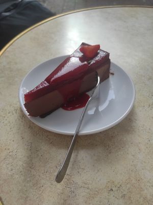 Chocolate cheese cake with strawberry 🍓 at Retro in Gdansk