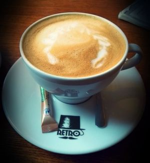 Cappuccino with oat milk at Retro in Gdansk
