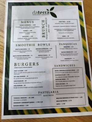 Breakfast menu at daTerra - Baixa in Porto