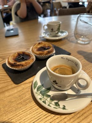 Vegan Pasteis de Nata (yum!!) and coffeee  at daTerra - Baixa in Porto