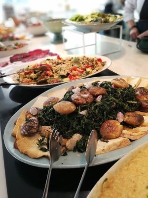 dishes from free buffet at daTerra - Baixa in Porto