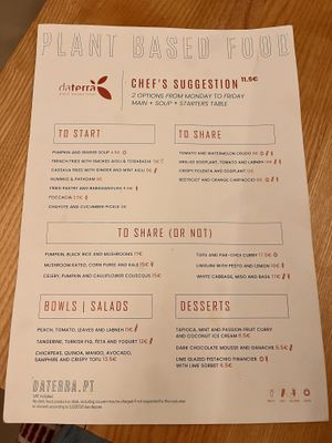 Menu - all vegan now   at daTerra - Baixa in Porto