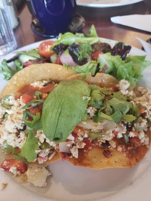 Tofu scramble tostados at The Coupe in Washington