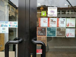 awarded HappyCow 5 stars EXCELLENT reviews decal + many other accolades  at Caffe & Caffe in Como