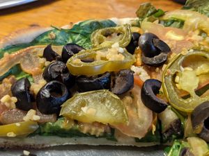 Something you don't want any (vegan) cheese... at Big Kahuna's Pizza in Honolulu