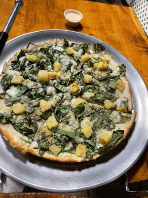 Vegan custom white pizza  at Big Kahuna's Pizza in Honolulu