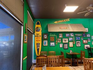 Indoor seating area at Big Kahuna's Pizza in Honolulu