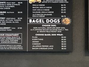 Vegan field toast bagel dogs! at Blazing Bagels in Bellevue