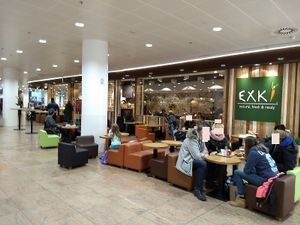 Exki at Departure Hall (before security check gate), left of check in rows at BRU - EXKi - TA in Zaventem