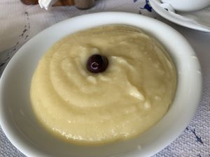 Skordalia. Potato and garlic dip!  at Imerolia Beach Restaurant in Corfu