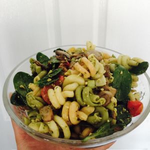 vegetarian pesto pasta  at Patten's on Bridge in Korumburra