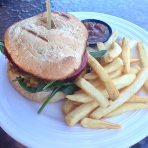 vegan lentil burger  at Patten's on Bridge in Korumburra