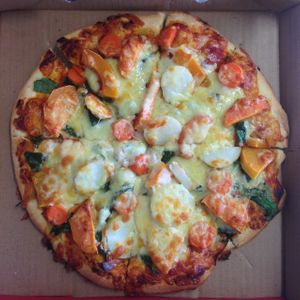 roast veg pizza (can request no cheese)  at Patten's on Bridge in Korumburra