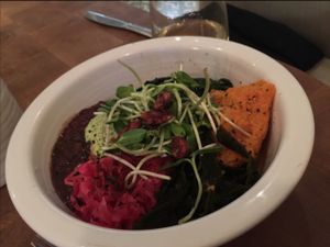 wholesome meal at Cafe Gratitude in San Diego