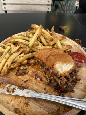 Mushroom BBQ sandwich at Cafe Gratitude in San Diego