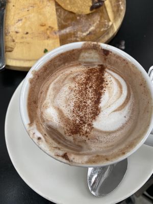 Mayan hot chocolate- Cocoa cinnamon yummy hot drink at Cafe Gratitude in San Diego