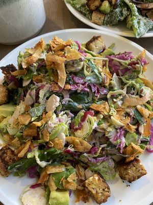 Shaved Brussel sprouts and kale salad at Cafe Gratitude in San Diego