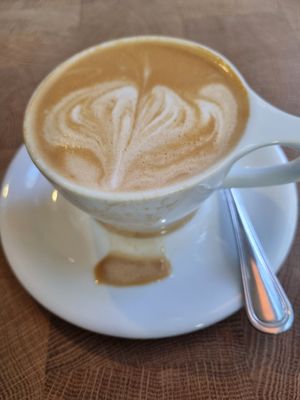 Flat white at Cafe Gratitude in San Diego