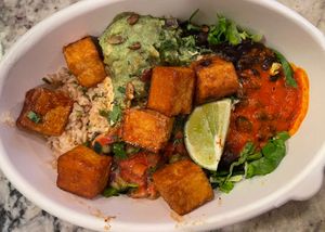 Yo Soy Mucho (rice bowl with added smoked tofu)   at Cafe Gratitude in San Diego