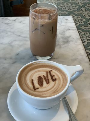 Iced mocha latte w/ cacao & raw honey  at Cafe Gratitude in San Diego
