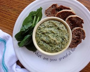 a wonderful dip with some yummy bread. at Cafe Gratitude in San Diego