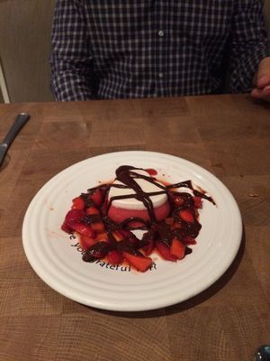 Heart shaped Valentine's Day Special strawberry and chocolate mousse! at Cafe Gratitude in San Diego