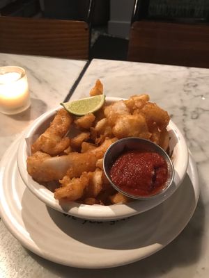 Coconut calamari “exquisite” at Cafe Gratitude in San Diego