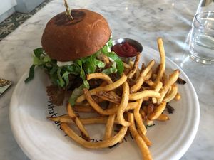 Chicken fried mushroom sandwich  at Cafe Gratitude in San Diego