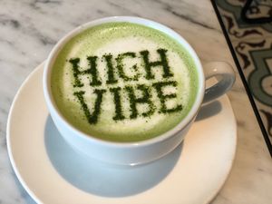 Great matcha lattes  at Cafe Gratitude in San Diego