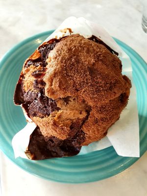Incredible chocolate strawberry muffin at Cafe Gratitude in San Diego