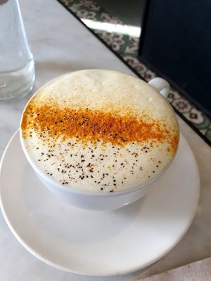 Golden mylk at Cafe Gratitude in San Diego
