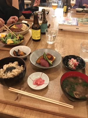 1-soup & 3-dishes meal ¥2,200 at Brown Rice ブラウンライス in Tokyo