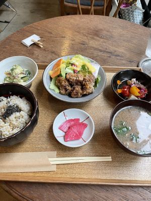 Soy meat teishoku lunch at Brown Rice ブラウンライス in Tokyo