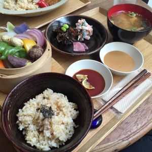 Our delicious food! at Brown Rice ブラウンライス in Tokyo