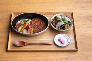 A delicious curry featuring 
seasonal vegetables and beans, 
flavoured with an original blend of aromatic spices and served with brown rice.  at Brown Rice ブラウンライス in Tokyo
