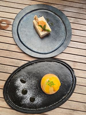 June seasonal dessert: citrus tart and lemon tofu cheesecake at Brown Rice ブラウンライス in Tokyo