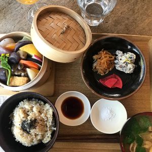 lunch steamed veggies  at Brown Rice ブラウンライス in Tokyo
