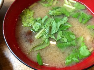 Veggie and mushroom miso soup at Brown Rice ブラウンライス in Tokyo