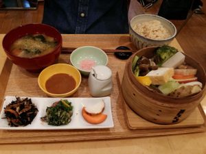 steamed veggies set at Brown Rice ブラウンライス in Tokyo