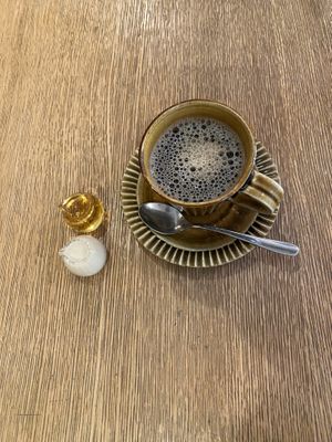 Grain coffee, agave syrup, soy milk at Brown Rice ブラウンライス in Tokyo