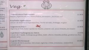 la carte des plats végétariens at O Chato in Caen