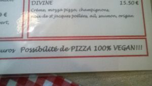 possibilité d'adapter plusieurs pizzas en version VEGAN at O Chato in Caen