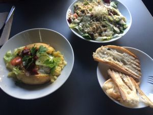 kumpir and salad  at Veganerie in Dusseldorf