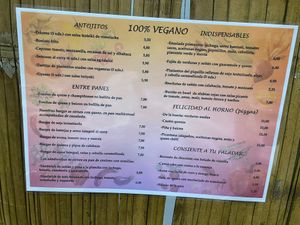 Menu at Bambú in Vigo